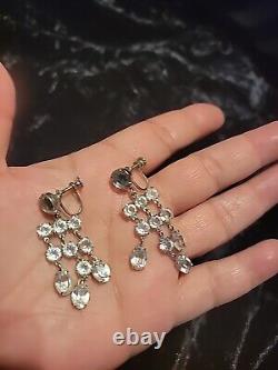 Vintage Sterling Silver 925 Chandelier Earrings Screw Back Non Pierced Wedding