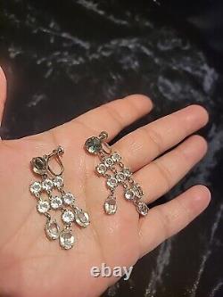 Vintage Sterling Silver 925 Chandelier Earrings Screw Back Non Pierced Wedding