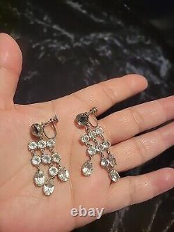 Vintage Sterling Silver 925 Chandelier Earrings Screw Back Non Pierced Wedding