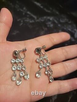 Vintage Sterling Silver 925 Chandelier Earrings Screw Back Non Pierced Wedding