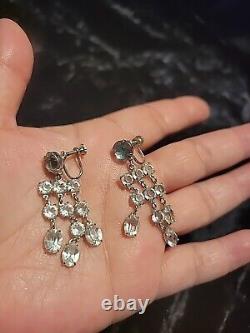 Vintage Sterling Silver 925 Chandelier Earrings Screw Back Non Pierced Wedding