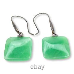 Vintage Sterling Silver 925 Chrysoprase Dangle Earrings