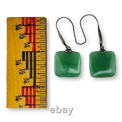 Vintage Sterling Silver 925 Chrysoprase Dangle Earrings