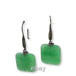 Vintage Sterling Silver 925 Chrysoprase Dangle Earrings