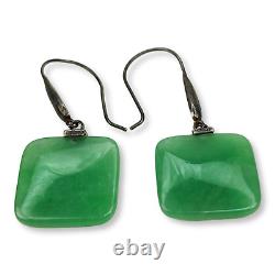 Vintage Sterling Silver 925 Chrysoprase Dangle Earrings