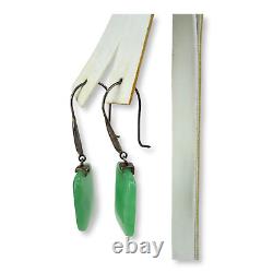 Vintage Sterling Silver 925 Chrysoprase Dangle Earrings