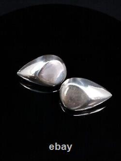 Vintage Sterling Silver 925 Chunky Teardrop Studs withClip Earrings Made in Mexico