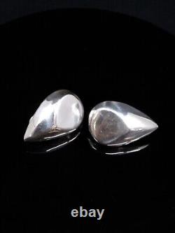 Vintage Sterling Silver 925 Chunky Teardrop Studs withClip Earrings Made in Mexico