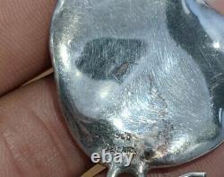 Vintage Sterling Silver 925 Israel Brutalist Bat-Ami Electroform Hook Earrings
