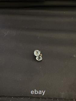 Vintage Sterling Silver 925 Light Blue Spinel Round Cut Stud Earrings