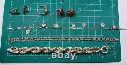 Vintage Sterling Silver 925 Lot. 3 Necklaces, Bracelets 2 Earrings 1 Ring. 197g