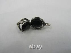 Vintage Sterling Silver 925 Onyx Earrings