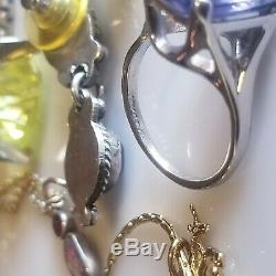 Vintage Sterling Silver 925 Toussier Amethyst Earrings Brooch necklace lot