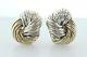 Vintage Sterling Silver 925 Two Tone Electroform Large Knot Clip On Earrings