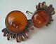 Vintage Sterling Silver 925 Women's Jewelry Earrings Amber Stone Stud Ear