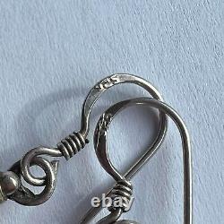 Vintage Sterling Silver 925 Womens Jewelry Earrings Lapis Lazuli Gemstone Signed