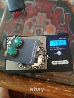 Vintage Sterling Silver 9 Pairs of Navajo Turquoise Lapis Coral MOP Earrings