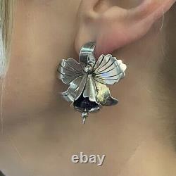 Vintage Sterling Silver & Amethyst Earrings in a Shape of a Flower