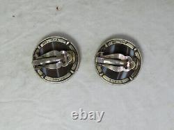 Vintage Sterling Silver Bonded Agate Clip on Earrings Marked TBM MMA