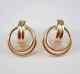 Vintage Sterling Silver Circle Push Back Stud Earrings 14k Yellow Gold Plated