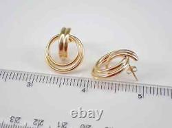 Vintage Sterling Silver Circle Push Back Stud Earrings 14K Yellow Gold Plated