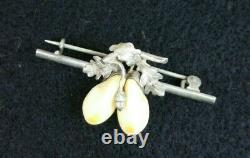 Vintage Sterling Silver Deer Tooth Oak Leaf Acorn Ring Earrings Brooch Set