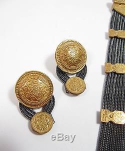 Vintage Sterling Silver Designer Anatoli Byzantine Style Bracelet & Earrings Set