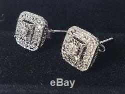 Vintage Sterling Silver & Diamond Stud Earrings E Inside Of Star Hallmark