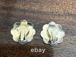 Vintage Sterling Silver Enamel David Andersen Norway Flower ClipOn Earrings Gift