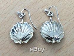 Vintage Sterling Silver & Enamel Shell Earrings 1940