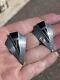 Vintage Sterling Silver & Fine Black Onyx Inlay Earrings By Ray Tracy, Navajo