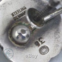 Vintage Sterling Silver GEORG JENSEN DENMARK Amethyst 6g Screw-Back Earrings