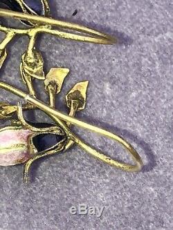 Vintage Sterling Silver Gold Wash Cloisonné Enamel Thousand Flowers Earrings