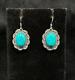 Vintage Sterling Silver Handmade Beautiful Earrings With Turquoise Stone