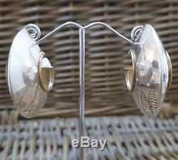 Vintage Sterling Silver Hoop Earrings, Large Hoop, Taxco Mexico, Creole, 28 Gr