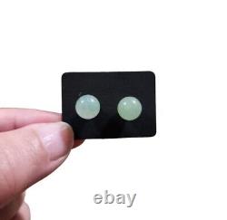 Vintage Sterling Silver Jade Ball Stud Earrings