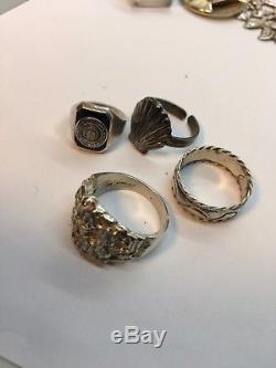 Vintage Sterling Silver Jewelry LOT Rings Earrings 189g Keep Resell Scrap