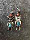 Vintage Sterling Silver Kachina Earrings Turquoise