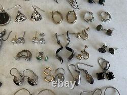 Vintage Sterling Silver LOT OF 39 Pairs Of EARRING And 2 Rings