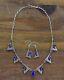 Vintage Sterling Silver Lapis Necklace And Earring Set