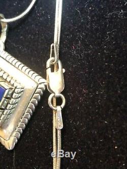 Vintage Sterling Silver Lapis Pendant Necklace Earrings & Bracelet Southwestern