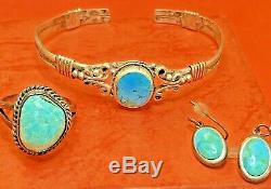 Vintage Sterling Silver Lot Jewelry Turquoise Southwestern Bracelet Ring Earring