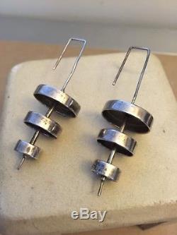 Vintage Sterling Silver MODERNIST Atomic Space Age Earrings Mexico Taxco 925