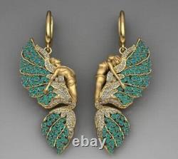Vintage Sterling Silver Mermaid Dangle Earrings, Angle English Lock Earring