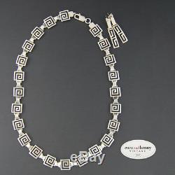 Vintage Sterling Silver Mexican Fine Geometric Greek Key Necklace Earring Set