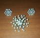 Vintage Sterling Silver Mikimoto Cluster Pearl Earrings (signed) With Brooch