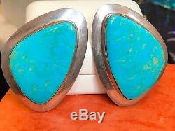 Vintage Sterling Silver Native American Earrings Turquoise Signed Southwestern
