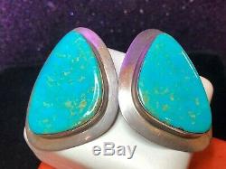 Vintage Sterling Silver Native American Earrings Turquoise Signed Southwestern