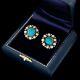 Vintage Sterling Silver Native Navajo Pawn Bisbee Turquoise Womens Stud Earrings