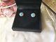 Vintage Sterling Silver Opal Earrings Ear Rings With Round Blue Opals